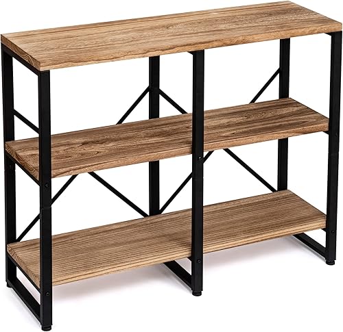 Miniatura 9 de Estantería de 5 niveles, estilo industrial rústico, estantes de almacenamiento, estantes de metal para libros, estante de exhibición para oficina en