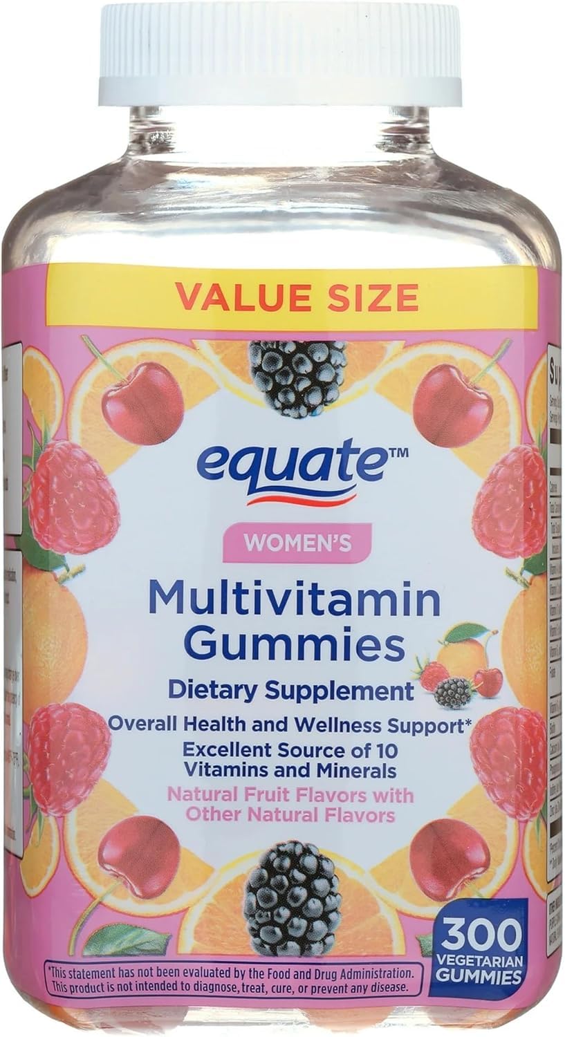 Equate Women's Multivitamin Gummies, 300 Vegetarian chew Gummies + Sticker