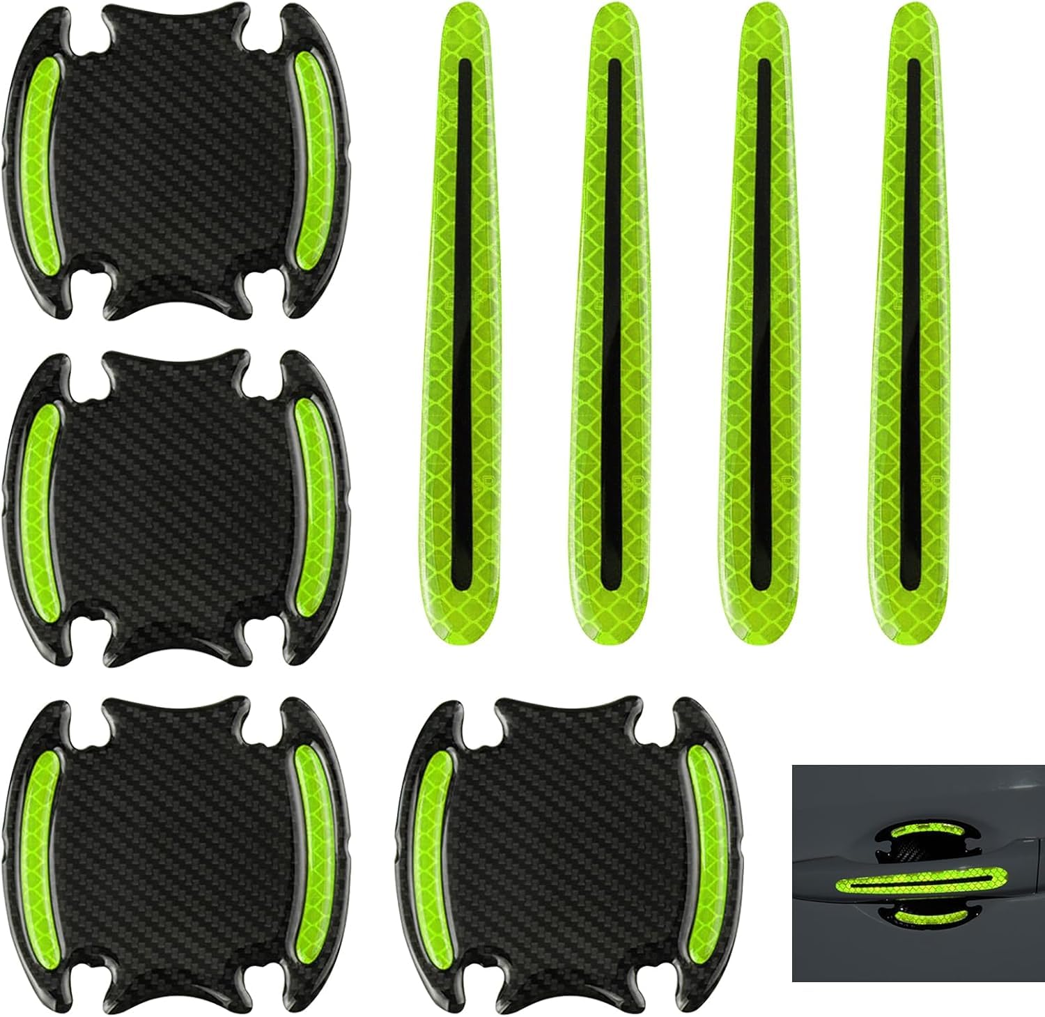 AMZFRRSM Car Door Handle Stickers for Suzuki Ignis MF FH FJ MH FF21S / GH-HT51S / Sport / HT81S,Carbon Fiber Handle Scratch Protection Cover Guard Film