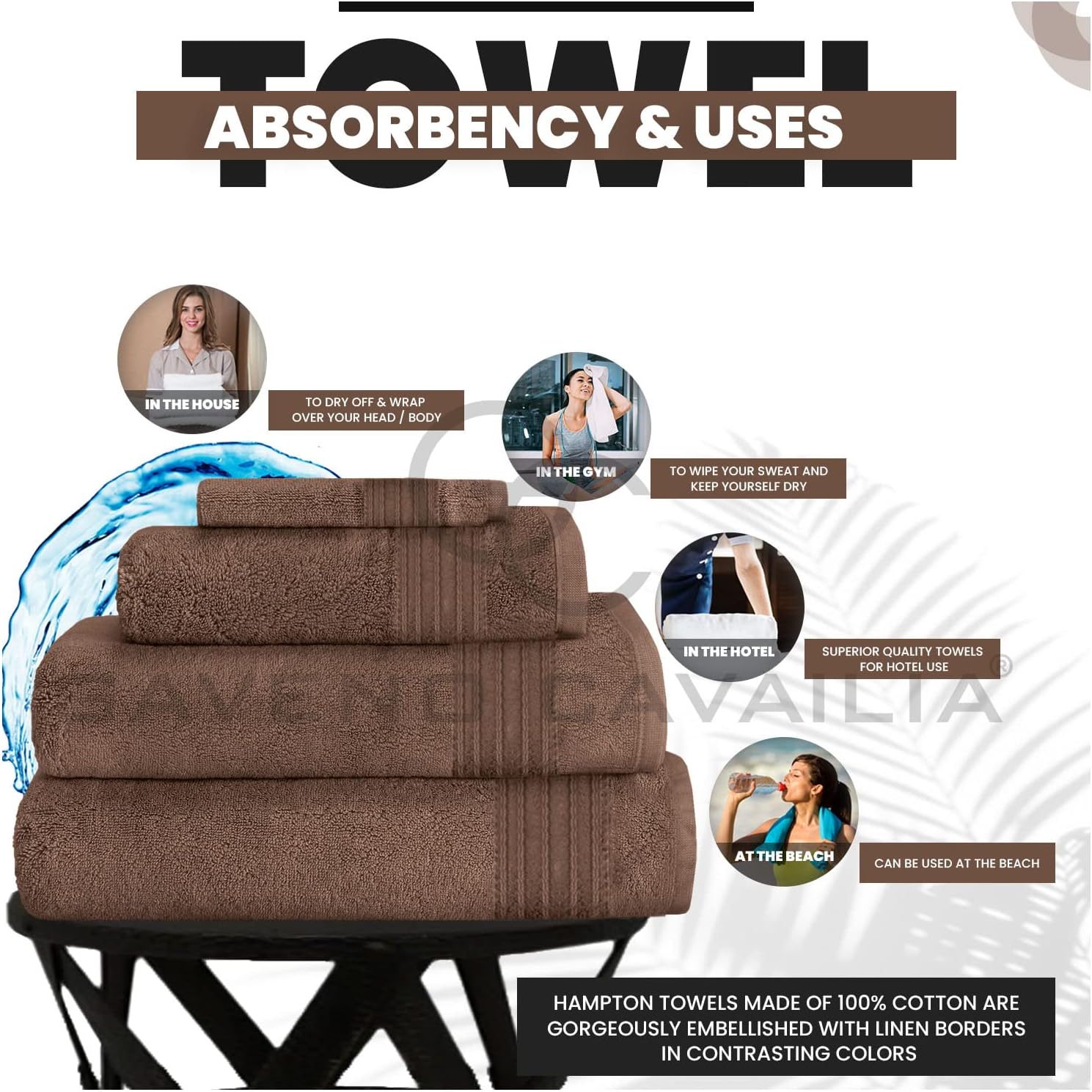 New Hampton Pack of 4 Bath Towel Set, 100% Ringspun Cotton, Extra Absorbent 450 GSM Luxury Bath Sheets, Natural, 4PK - Image 4