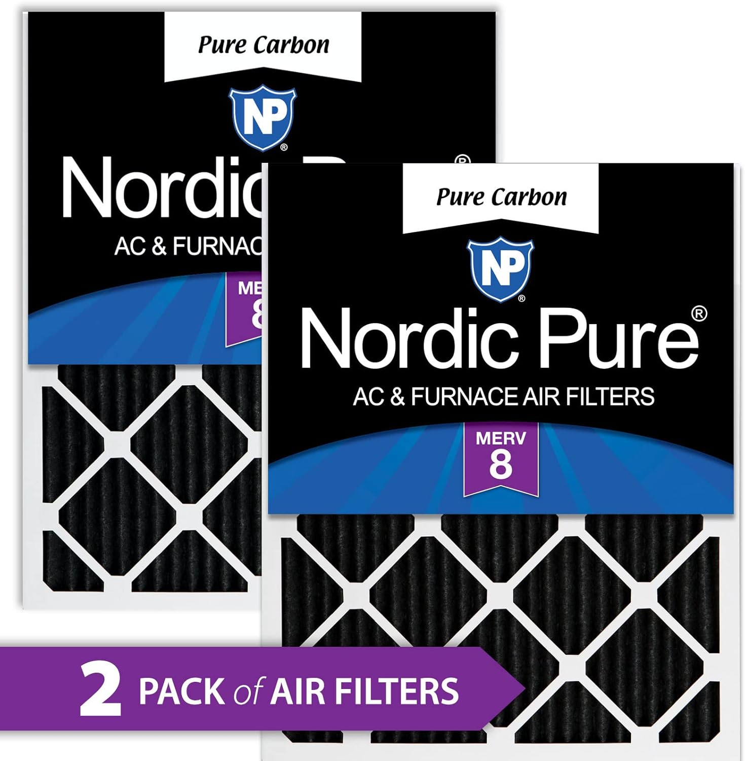 50% Off Discount Nordic Pure 18x18x1 MERV 8 Pleated Pure Carbon Odor Reduction AC Furnace Air Filters 2 Pack