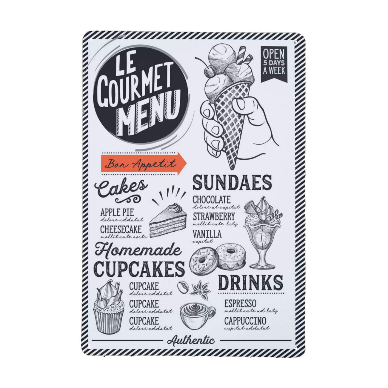 Bar Metal Sign Dessert Menu Restaurant Food Template Pub,bar,Home Wall Decor Souvenir Hanging Metal Tin Sign 12 X 8