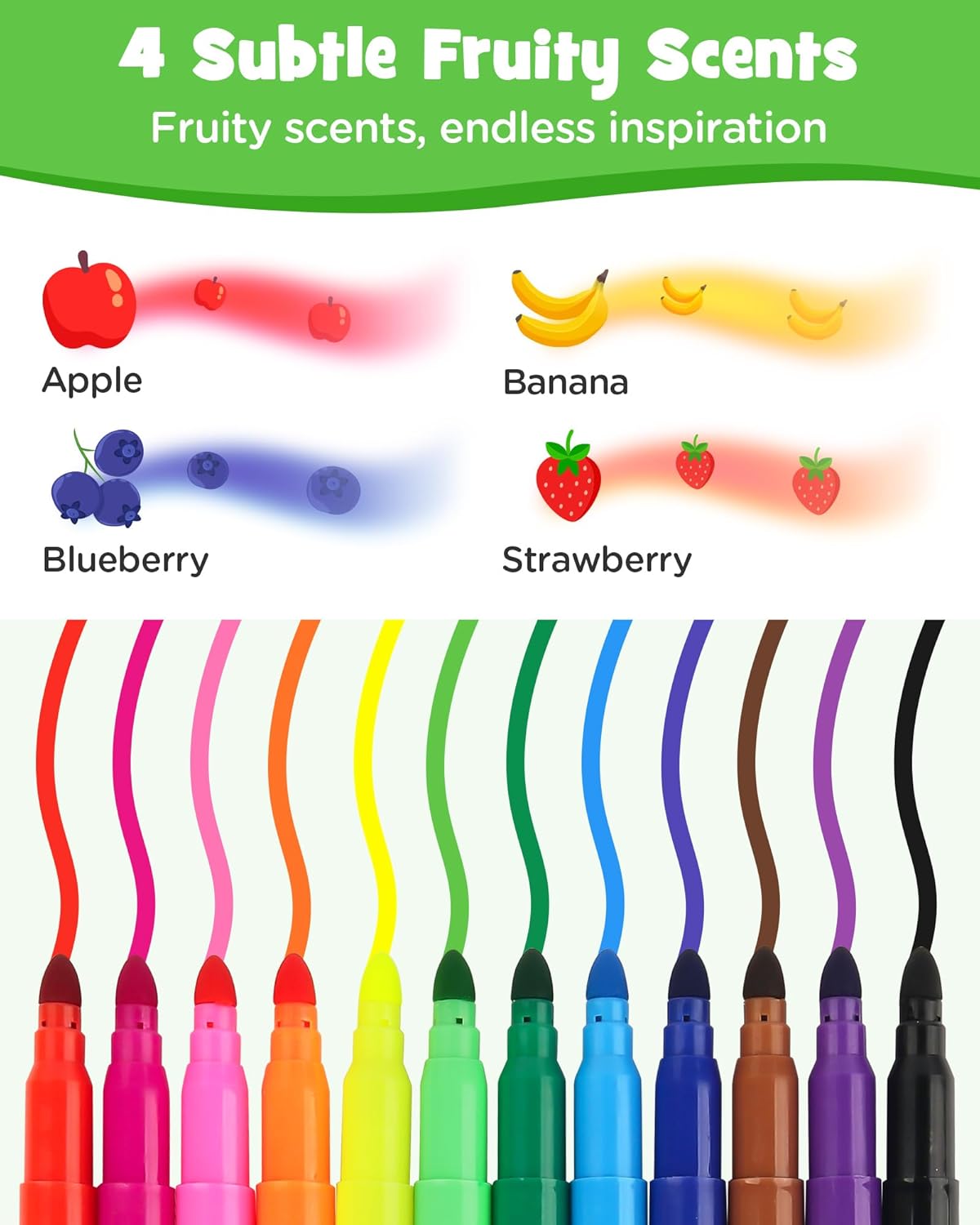 D-FantiX 24 Packs Fruit Scented Washable Markers Bulk & 24 Pack Paint with Water Coloring Books