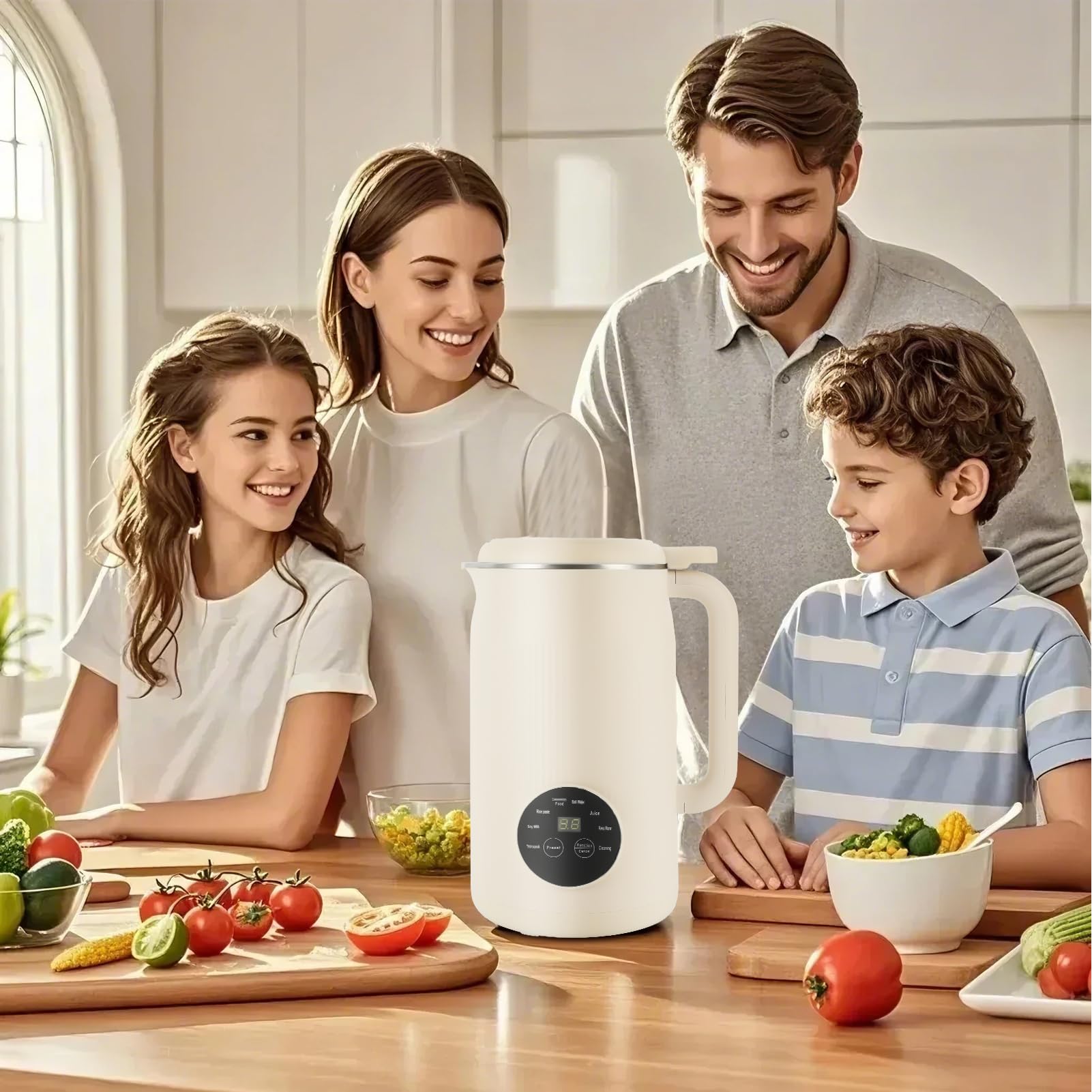 8 IN 1 Machine à Lait Végétaux, 800W 1200ml Blinder Soupe Chauffant, Machine à Lait de Noix avec 10 Lames, pour Avoine, Soja, Noix, Fruits etc. Multifonctionnel et Santé