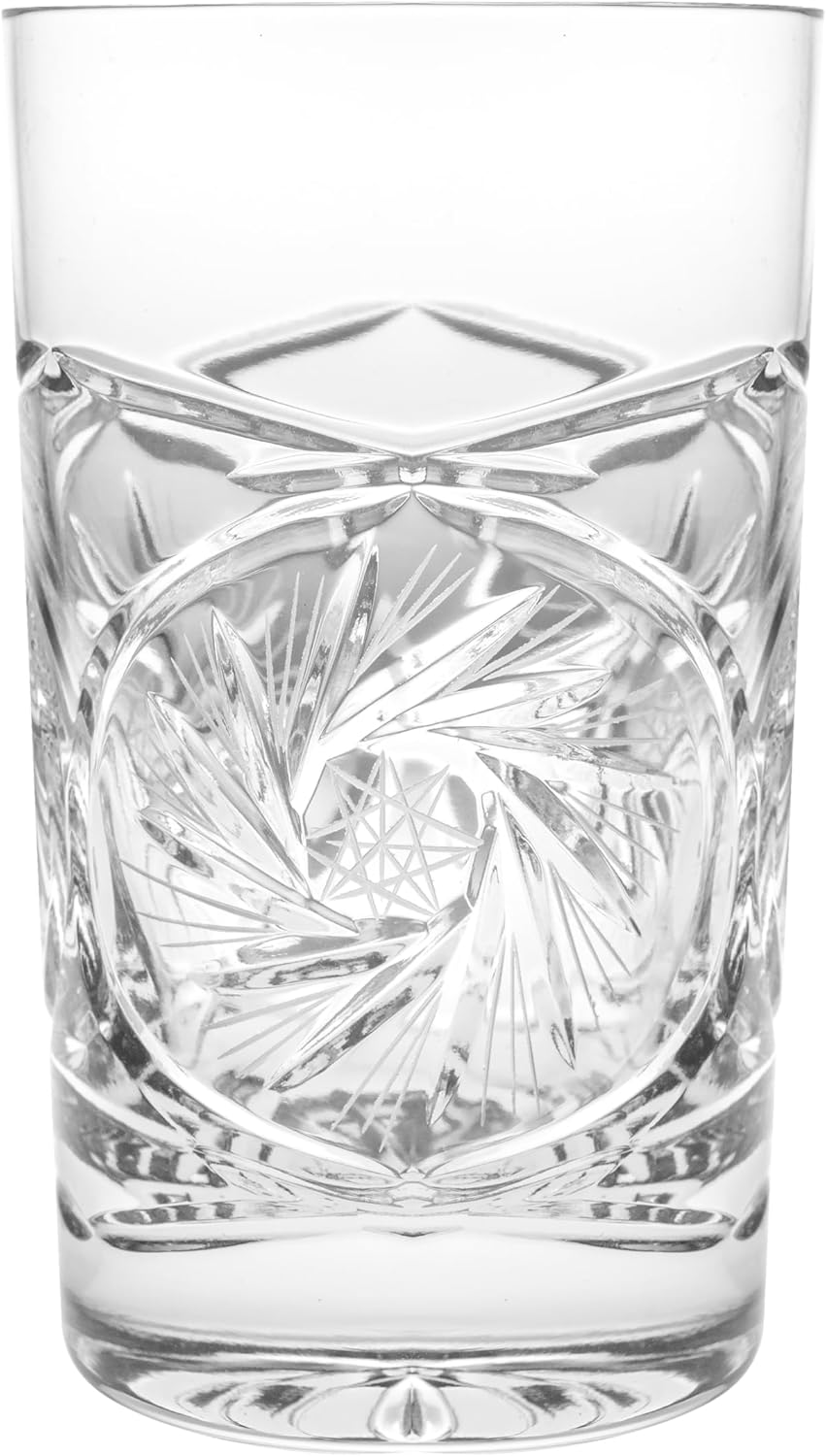 Barski Drinking Glasses - Set of 6 - Juice - Water - Multi Purpose Glass - Crystal - Hand Cut Design - 8.5 Oz. - Cup - Made in Europe