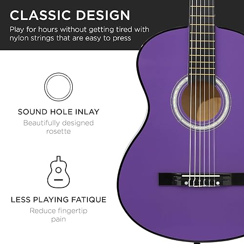 Vista 43 de Best Choice Products - Kit de guitarra acústica para principiantes, 38 pulgadas Rayos de sol
