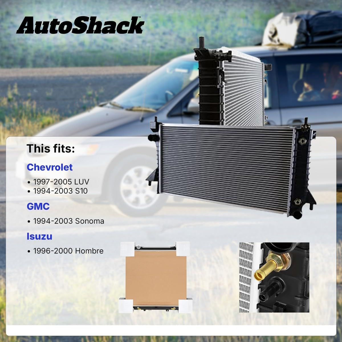 AutoShack Radiator Replacement for 1994-2003 GMC Sonoma 1994-2003 Chevrolet S10 1997-2005 Chevrolet LUV 1996-2000 Isuzu Hombre 1-PC