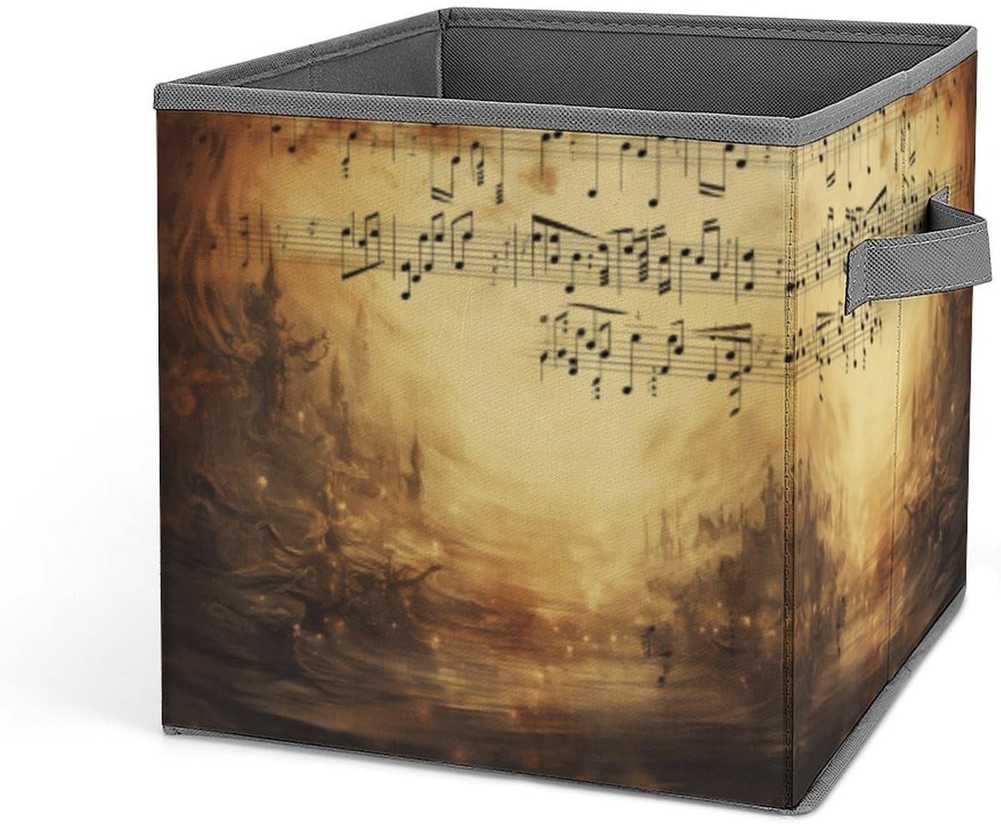 Sheet Music Storage Bins with Handles Large Collapsible Fabric Storage Heavy Duty Fabric Closet Bins for Shelves Oxford Fabric Cube Organizer for Home Office Bedroom 10.6 Inch