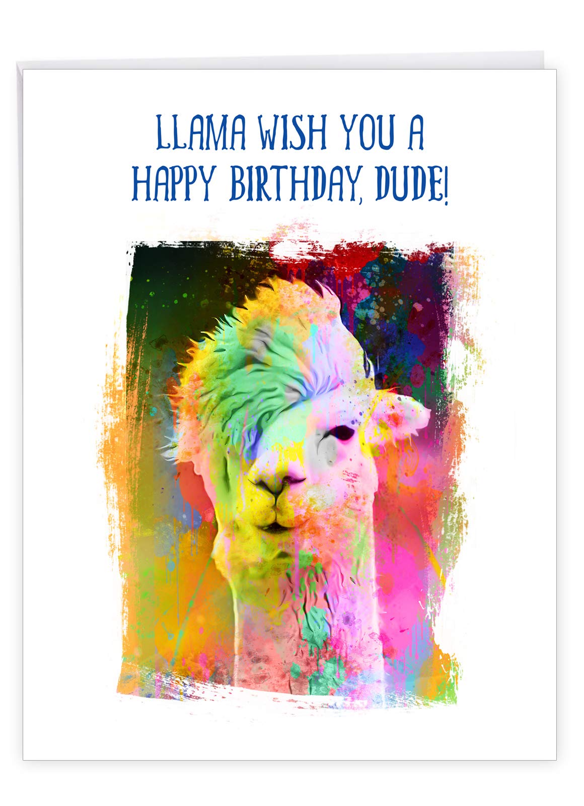 Amazon.com : The Best Card Company - Birthday Card with Envelope (Large 8.5  x 11 Inch) - Cool Happy Bday Greeting Card for Kids, Adults - Funky Rainbow  Llamas J6862EBDG : Office Products