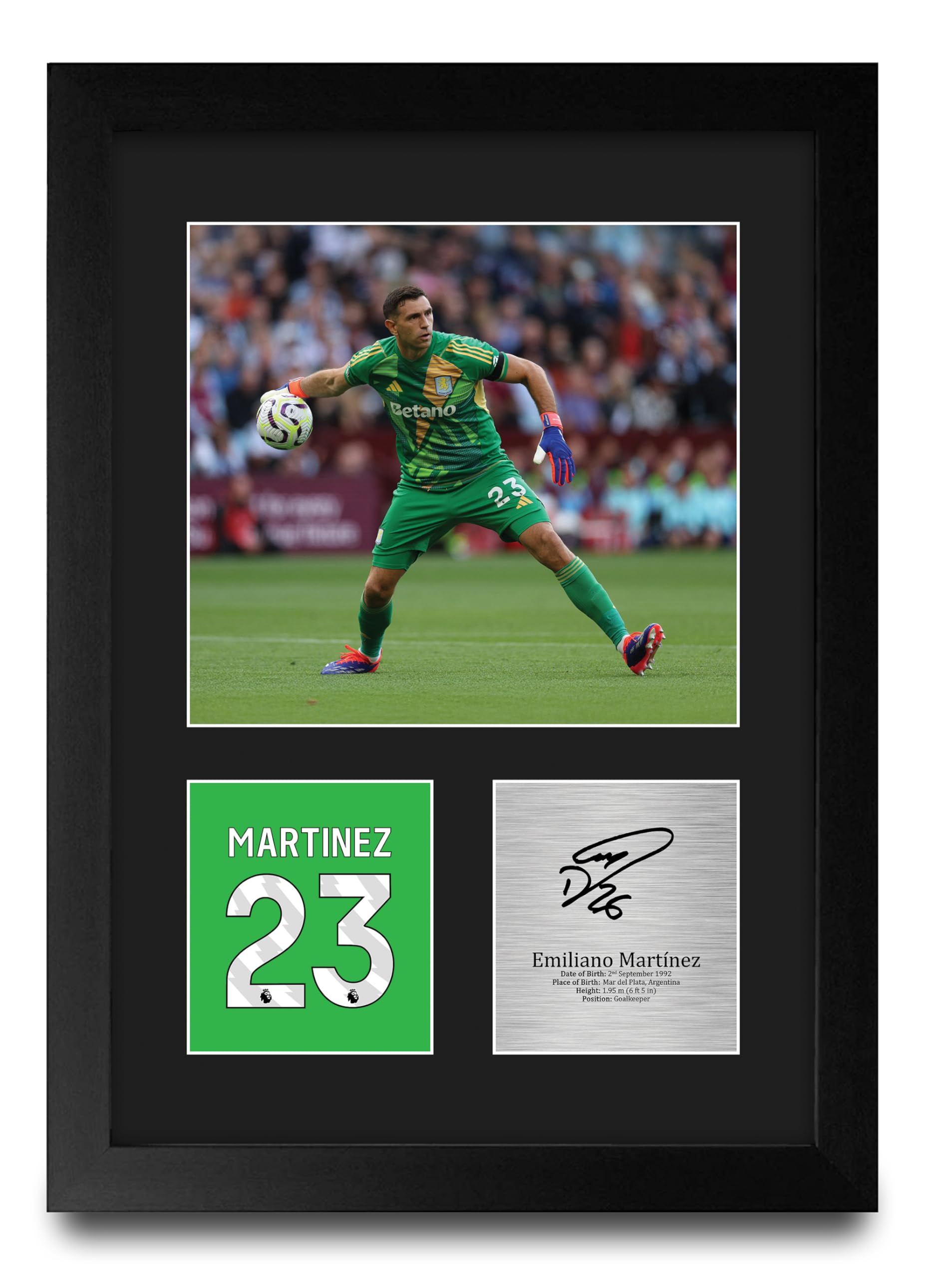 HWC Trading Emiliano Martinez Aston Villa Gifts Printed Signed Autograph Picture for Football Fans and Supporters - A4 Portrait Framed โ image 1