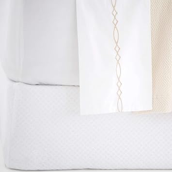 Pine Cone Hill Petite Trellis White Matelasse Box Spring Cover, King Size, White Solid Pattern