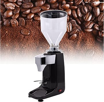 Professional Commercial Coffee Bean Grinder, Industrial Cafe Mill Electric Espresso Coffee Grinder, Intelligent Temperature Display, Cryogenic Grinding,Black