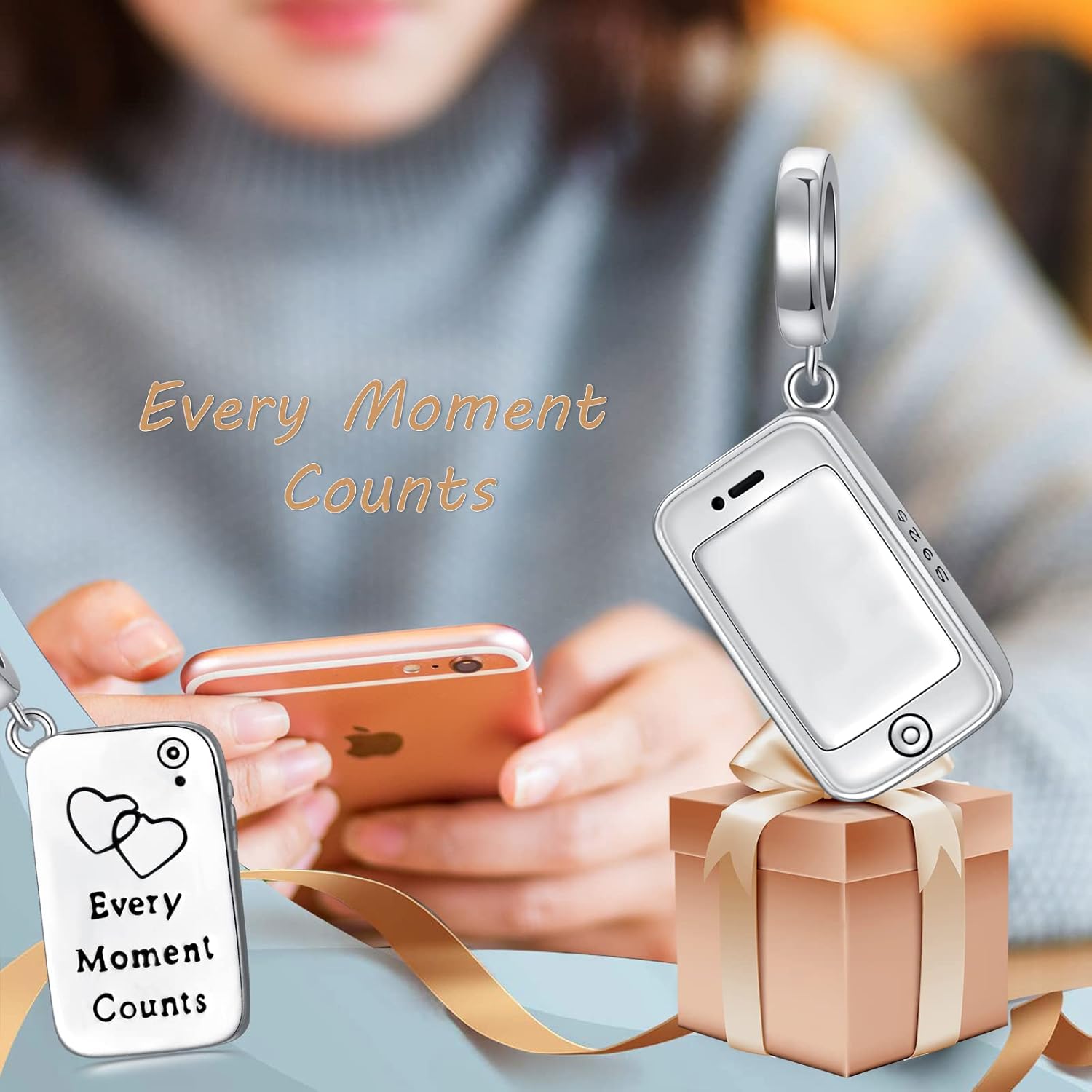 LONAGO 925 Sterling Silver Personalized Photo Charm Fit Snake Bracelet Necklace Customized Image Picture Bead for Women - Image 5