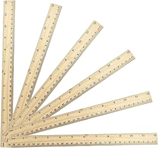 Impnit 6 Pack Wooden Ruler 12 Inch Rulers, High-Quality Metric Ruler, Easy to Read, Wooden Ruler for Drawing, Home and Office, 2 Scale (30 cm)