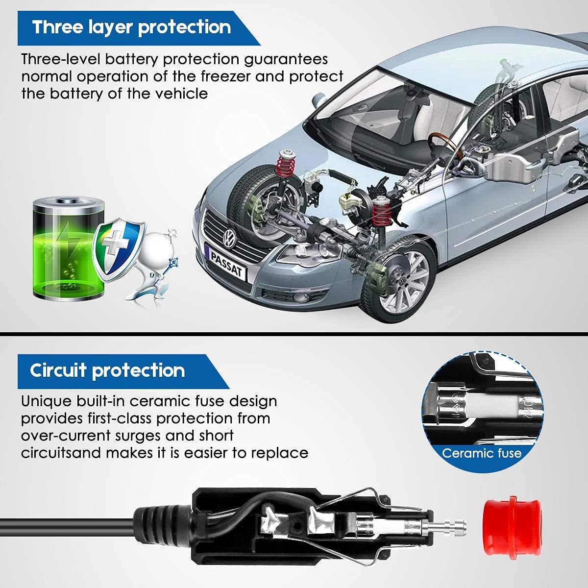 AstroAI Portable Freezer 12 Volt Car Refrigerator 16 Quart Fridge for Car, RV, Van, Vehicle, Boat, Portable Freezer 15L (-4℉~68℉) for Camping, Travel, Fishing Outdoor — 12/24V DC and 100/240V AC : Automotive
