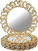 Vista 1 de MAONAME Juego de 6 platos de carga dorados de 13 pulgadas, cargador de espejo para platos llanos, cargadores de platos de plástico con borde