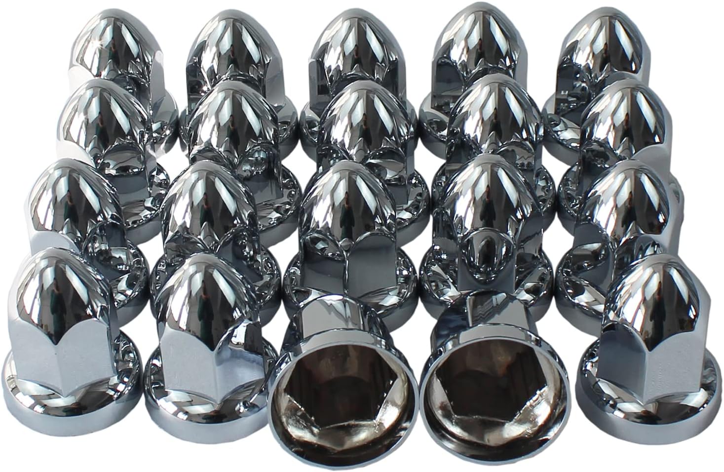 33mm Chrome ABS Plastic Lug Nut Covers Caps with Flange Push on Bullet for Semi Truck (60)