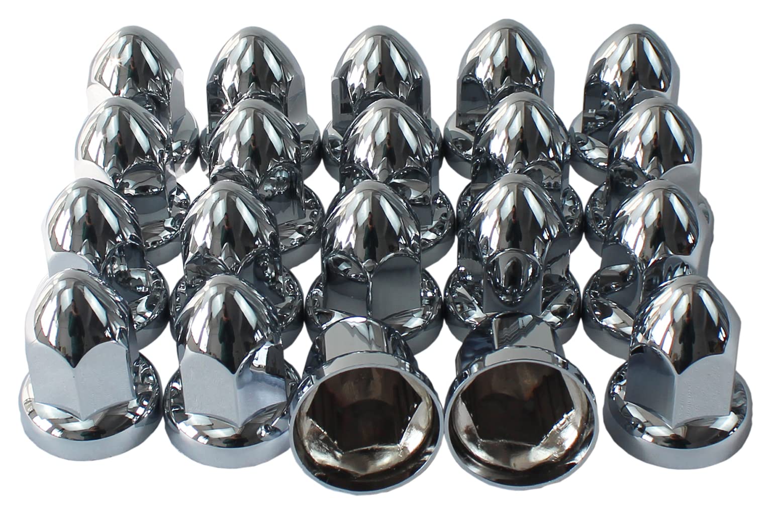33mm Chrome ABS Plastic Lug Nut Covers Caps with Flange Push on Bullet for Semi Truck (20)-image-12