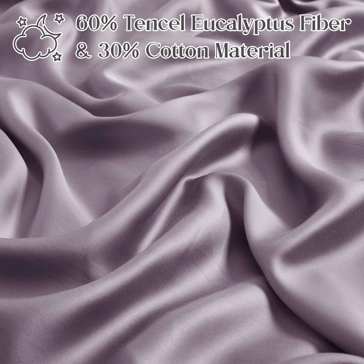 Horbaunal Tencel Lyocell Duvet Cover Queen Size 3 Piece - Lavender Silky Cooling Duvet Cover Set for Hot Sleeper - Natural Eucalyptus Lyocell Fiber - Breathable & Ultra-Soft Bedding Set - 90" x 90"