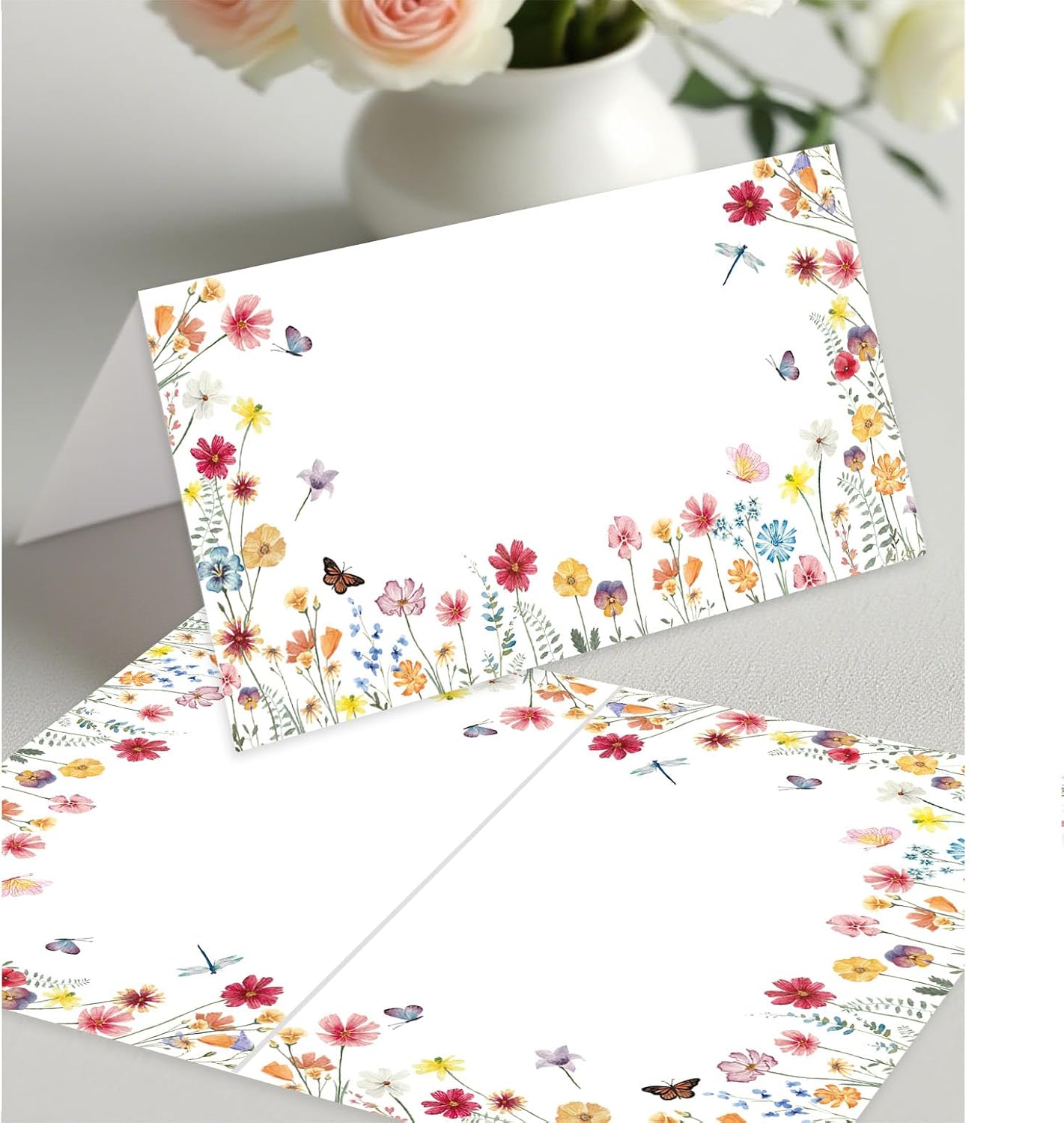 120 Pack Wildflower Place Cards, 3.5" x 2" Foldable Wildflower Table Tent Name Cards, Food Labels for Wedding, Bachelorette Party, Baby Shower, Bridal Shower Party Reception Tables Placement image 4