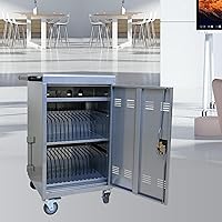 Vista 13 de Leavader Carros de carga móviles para tabletas, computadoras portátiles con tira de alimentación adicional de 4 bits, gabinete de carga