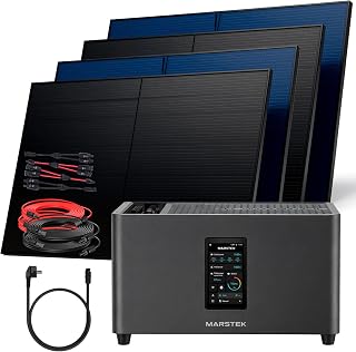 SUNNIVA® 2000W Balkonkraftwerk mit 2,56 kWh Speicher MARSTEK Jupiter C + Plus, BIFAZIAL FULLBLACK komplett Steckdose, PV Solaranlage Komplettset mit Solarspeicher, 4x 500W N-Type Glas Bifacial
