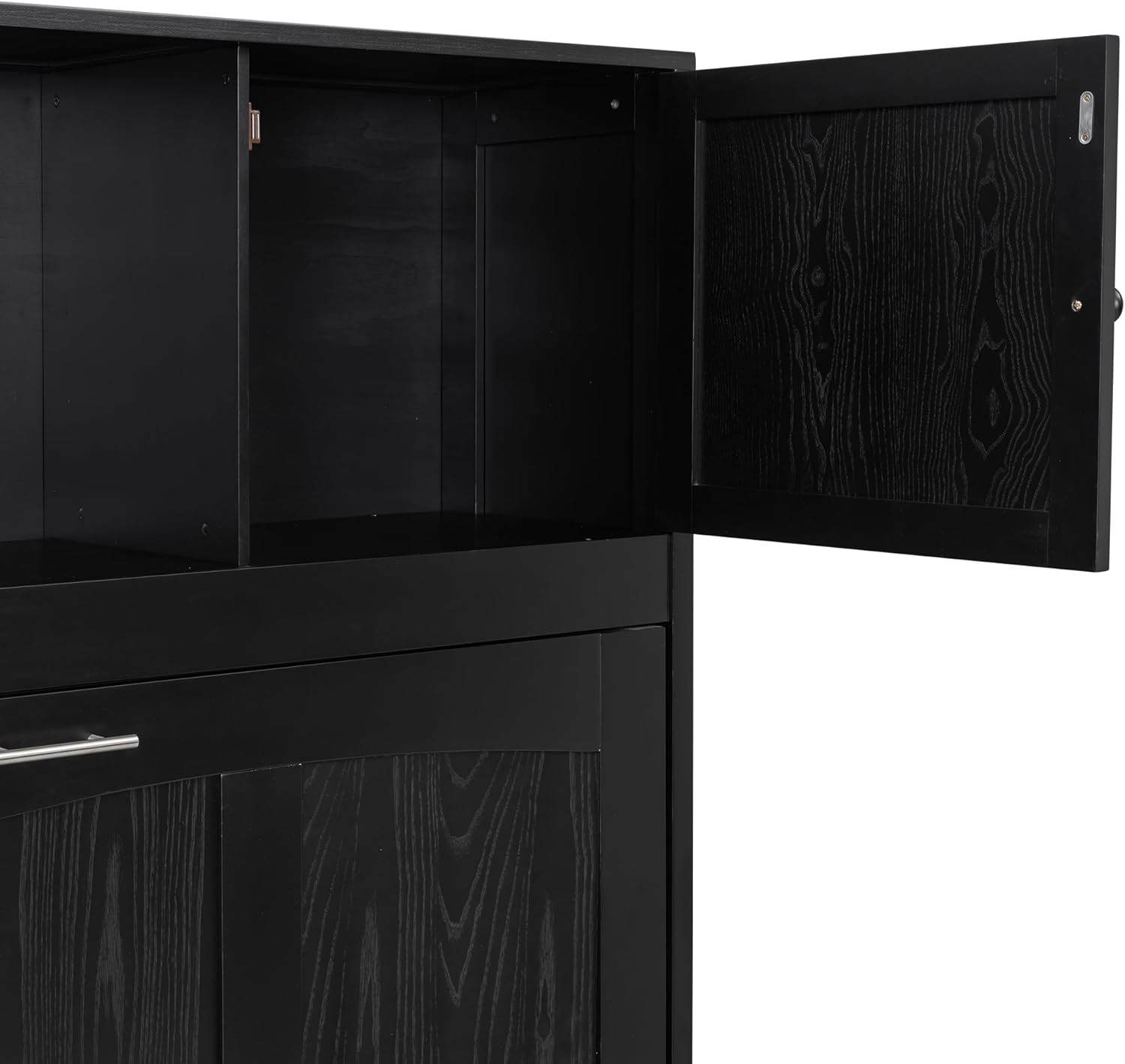 Full Size Murphy Cabinet Bed with Storage Shelf and Cabinet Built-in Door, Folded Horizontal Murphy Hidden Dresser Bed, No Box Spring Needed, Black Full Size Black