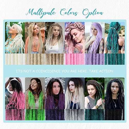 Miniatura 6 de Extensiones de rastas, extensiones de rastas sintéticas, 16 pulgadas, estilo hippie, rastas, 10 hebras, trenza de un solo extremo en extensiones de