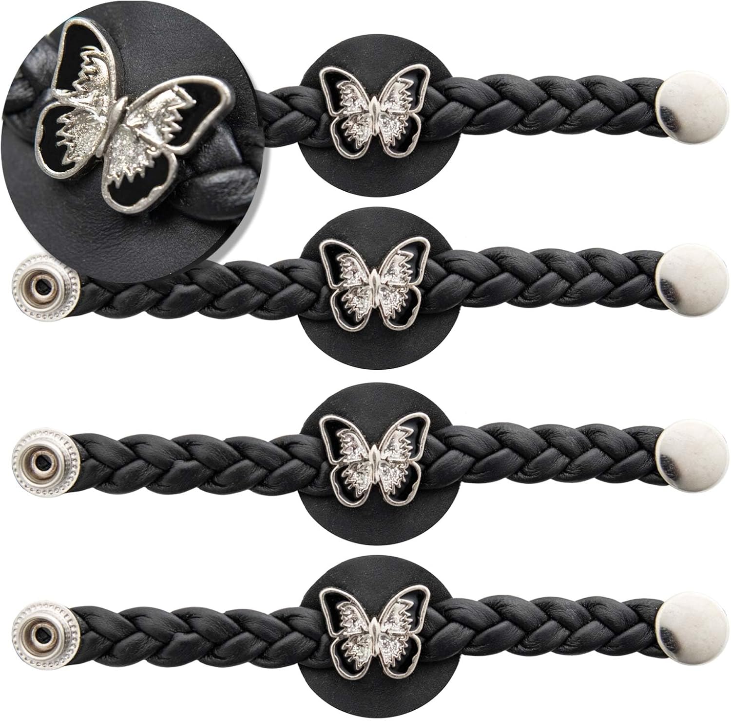 Milwaukee Leather Spark Medallion Vest Extender Genuine Leather Braided Strap 6.5" Extension 4-PCS MLA6068SET