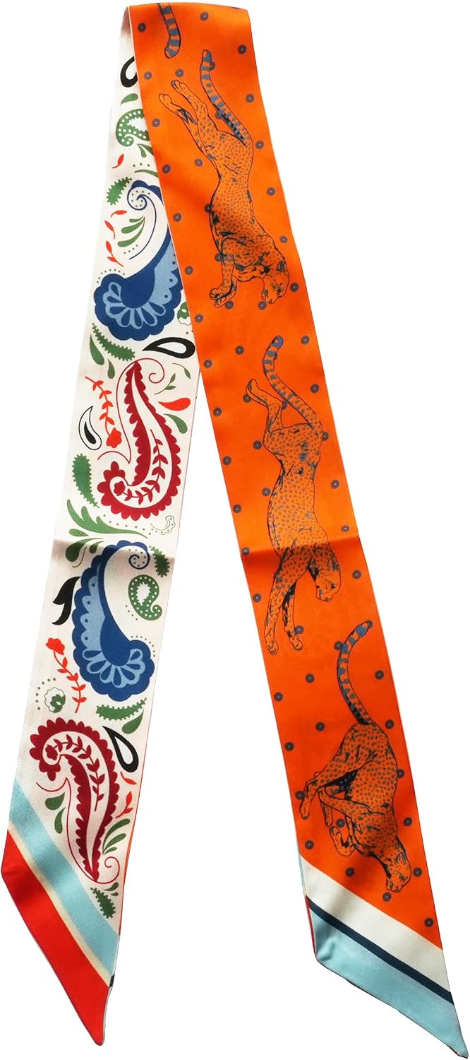 JERLA 100% Mulberry silk Scarf Head Hair Ribbon Handbag Handle wrap Tie Bundle Neckerchief Scarf for women