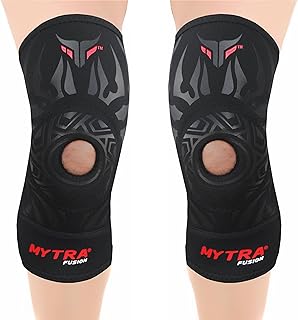 Mytra Fusion Ultimate knee Brace Custom Support Healing Aid Pain relief Knee Brace Knee Protector Tendon Brace Injury Pain Relief Strap For Fitness And Gym (S/M, Black)