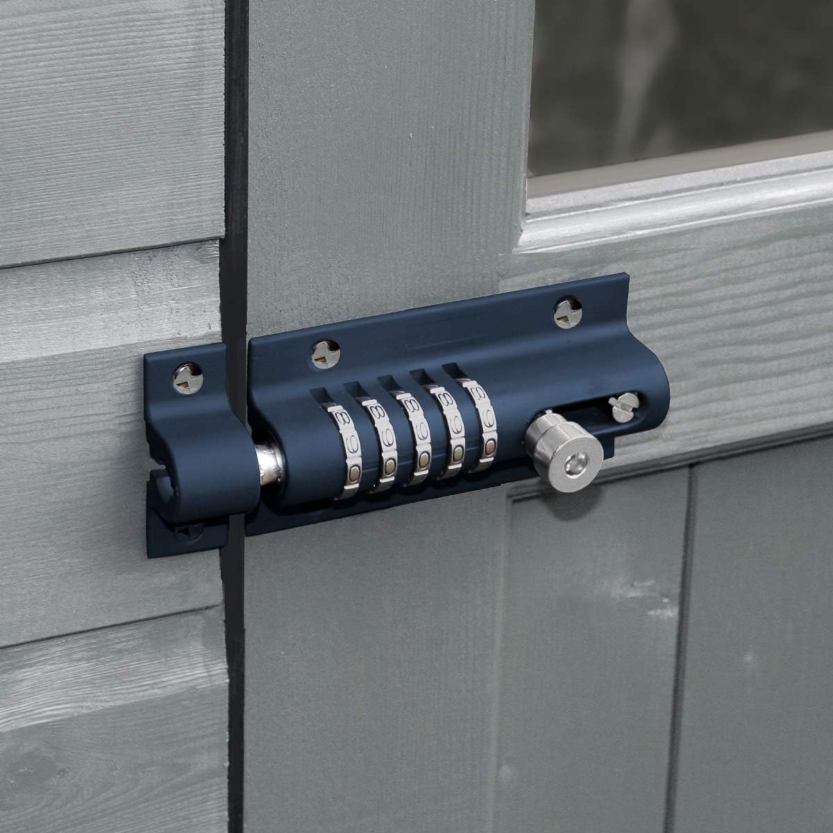 Squire Combi Bolt Door Lock (COMBI4) - 4 Wheel Combination Locking Bolt - Weatherproof Die Cast Body - Tamper Proof Slide Bolt - High Security Gate Lock for Home & Garages (Navy Blue, 120 mm)