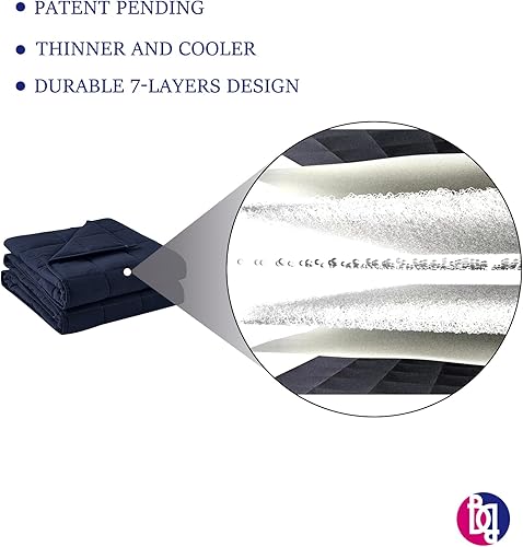 Miniatura 2 de BB BLINBLIN Manta pesada para niños, manta pesada para calmar y dormir, material suave y cómodo de primera calidad y cuentas de vidrio (azul marino,