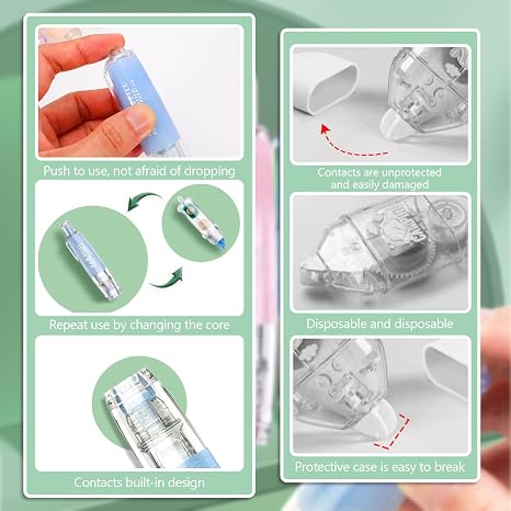 ASTIMESA 10 Pack Retractable Double Sided Tape Runner, Refillable Adhesive Tape Roller 0.23 Inch x 16.40 Ft, Glue Tape Roller with 360 Rotatable Tip for Scrapbooking Card DIY Accessories (5 Colors)