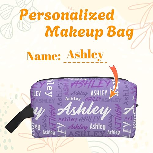 Miniatura 9 de Onzhvex Bolsa de maquillaje personalizada con nombre, organizador de maquillaje de viaje con nombre, bolsa de aseo personal, bolsa de cosméticos de