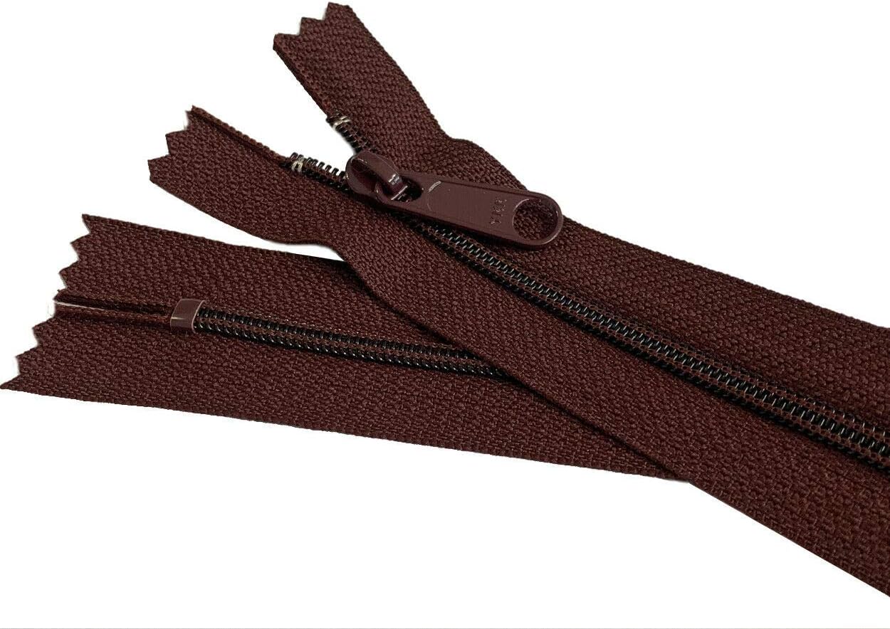 Nylon Coil YKK Cranberry #4.5 Handbag Zippers with Long Pull Slider - Closed Bottom - Color: Cranberry #864 - Choose Your Length - Made in The United States (10 Zippers Per Pack) (48" Inches)