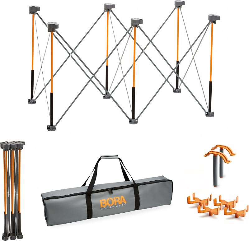 BORA Centipede Folding Work Table 2x4 ft Portable Workbench for Garage | 30" Work Height, 1500 Lbs Load Capacity, Lightweight Portable Work Table, Carrying Bag, 4X 2x4 Brackets, 4X Quick Clamps