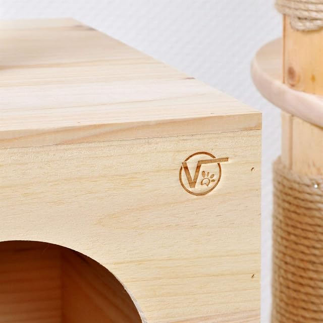 Foto 6 de 7 de VOSS.PET Rascador para Gatos Árbol para Gatos “Simba”, Madera de Pino rústico, Altura 1,63m