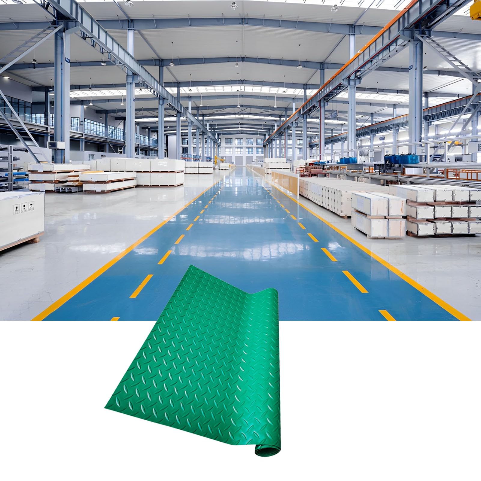 Generisch Strapazierfähige, rutschfeste Gummifußmatte – Riffelblech-Design für Garage, Fitnessstudio, Boot, Anhänger, Pickup – 2,5 mm dick, 1,2 m x 1 m, Grün
