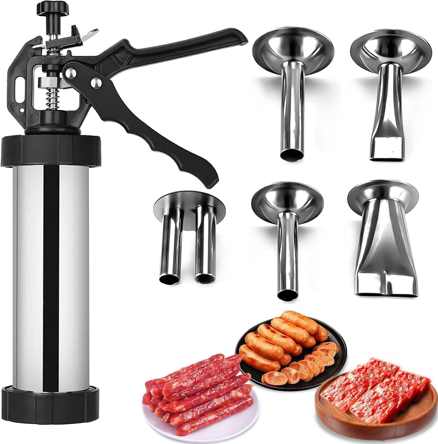 Jerky Gun for Ground Meat - Professional Beef Jerky Gun Kits Stainless Steel Jerky Maker Jerky Cannon Meat Gun Large Capacity Jerky Making Kit