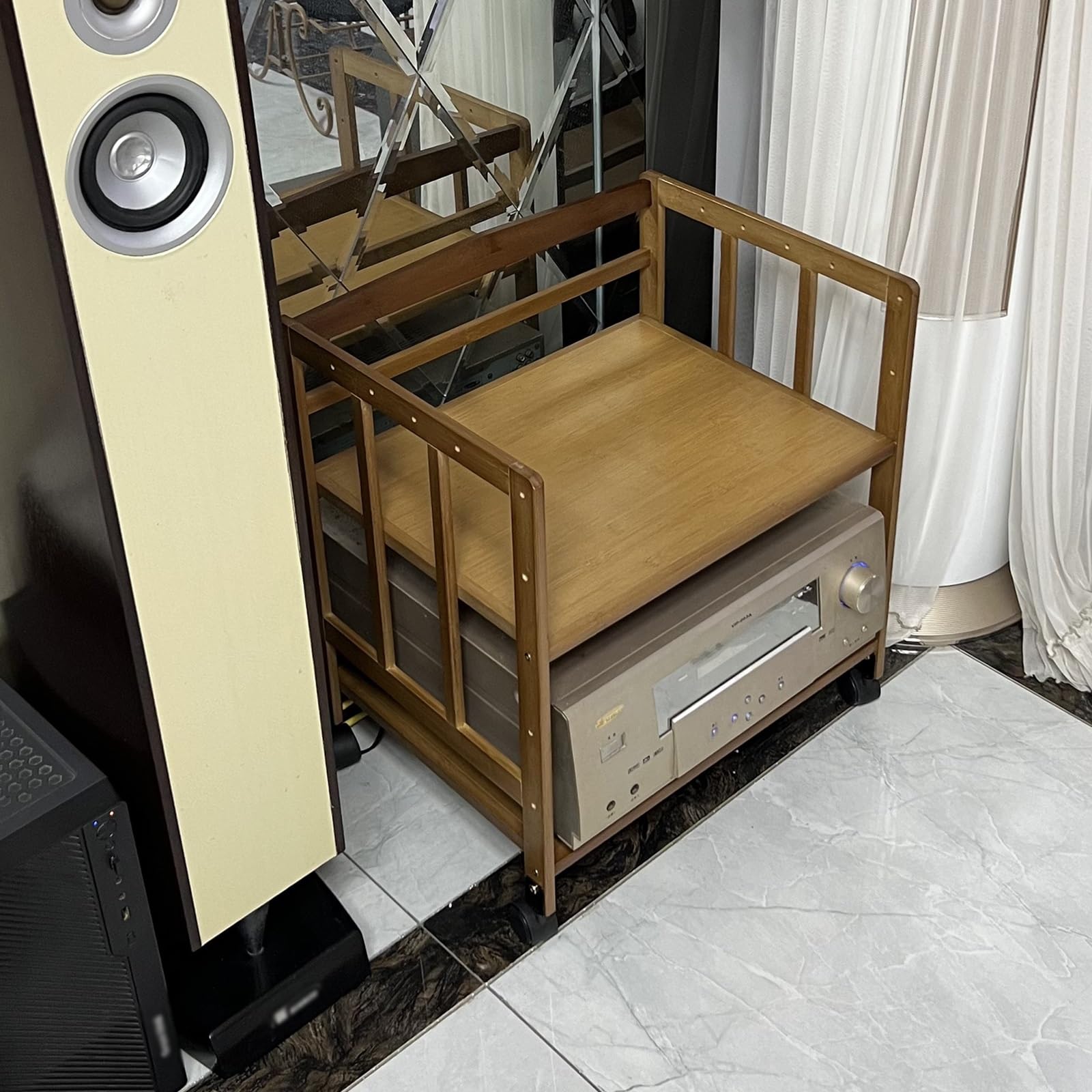 Tour de rangement audio HiFi réglable de 2 à 5 niveaux avec roulettes