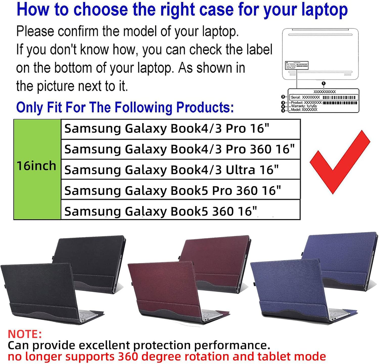 Case Cover for 16 Inch Samsung Galaxy Book5/4/3 Pro 360&Galaxy Book4/3 Pro&Galaxy Book 4/3 Ultra[Not fit Galaxy Book4/3 360],2-in-1 Sleeve, PU Leather Shell Case (Black)
