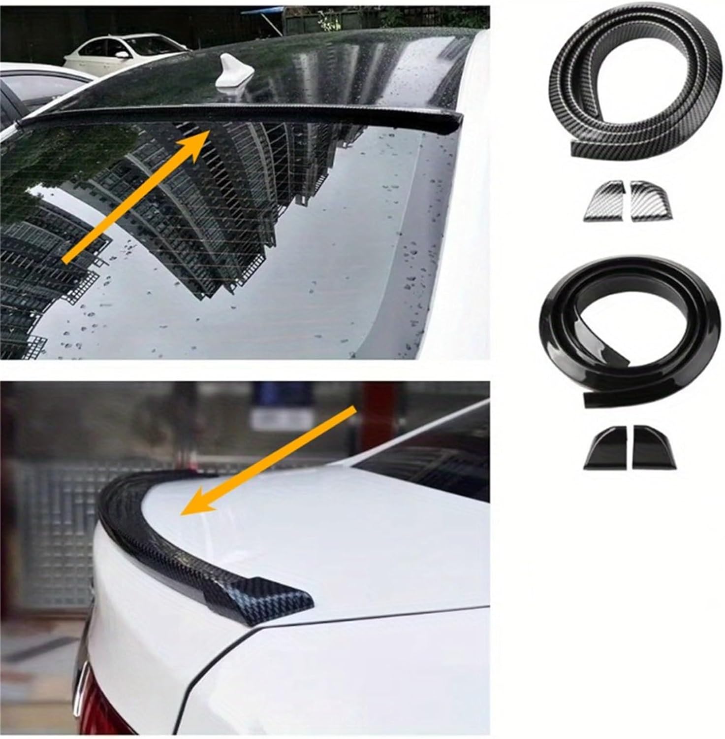 Universal 1.5M Car-Styling Car Trunk Spoiler Roof Lip Kit DIY Refit Spoiler Car Accessories DIY Rear Wing Carbon Fiber(Bright Black)