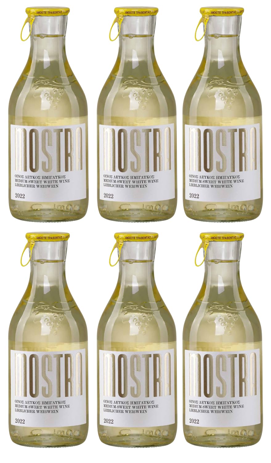 Mostra Imiglykos weiß lieblich 6x 0,5l | Weingut Tsililis | Lieblicher Weißwein aus Griechenland | + 20ml Jassas Olivenöl