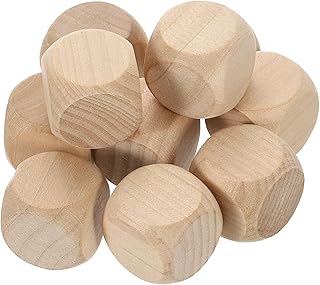 uxcell 10 Pcs Blank Wooden Dice, 20mm/0.79inch Unfinished Wooden Cube Rounded Corners Square Block for DIY Craft Projects