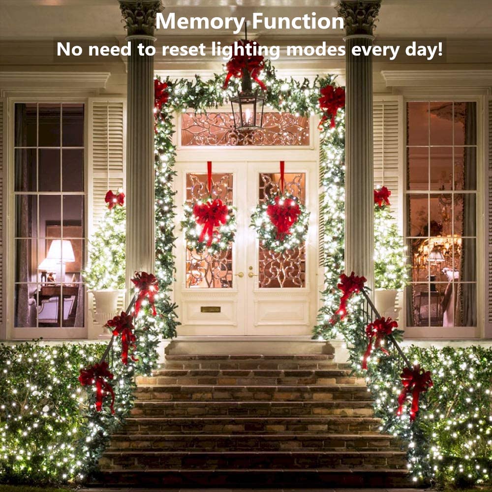 Luci Decorazioni Natalizie da Esterne, Philzops 50M 500 LED Catena Luminosa Albero di Natale Impermeabile 8 Modalità Stringa Luci Decorazione per Interni Finestra Giardino Partito Festa, Bianco Freddo
