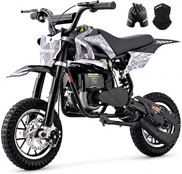 HOVER HEART Kids Dirt Bike, Mini Bike 4-Stroke Gas-Powered Dirt Bike with Dual Suspensions, Disc Brakes, Max 20Mph Kids Motorcycle, No Oil Mix Needed Black