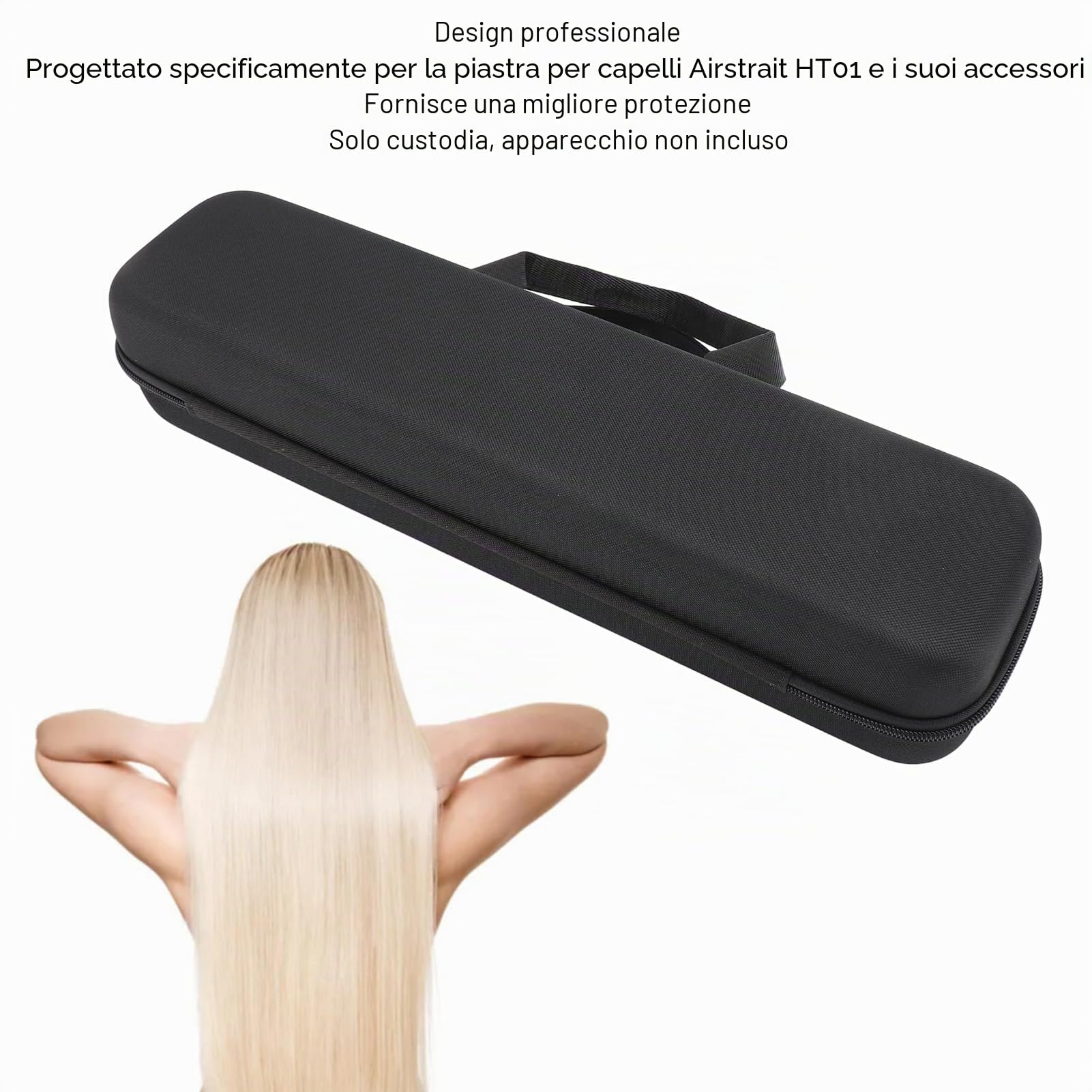 Zunate Custodia Rigida per Piastra per Capelli, Custodia da Viaggio Professionale Leggera e Robusta in EVA per HT01