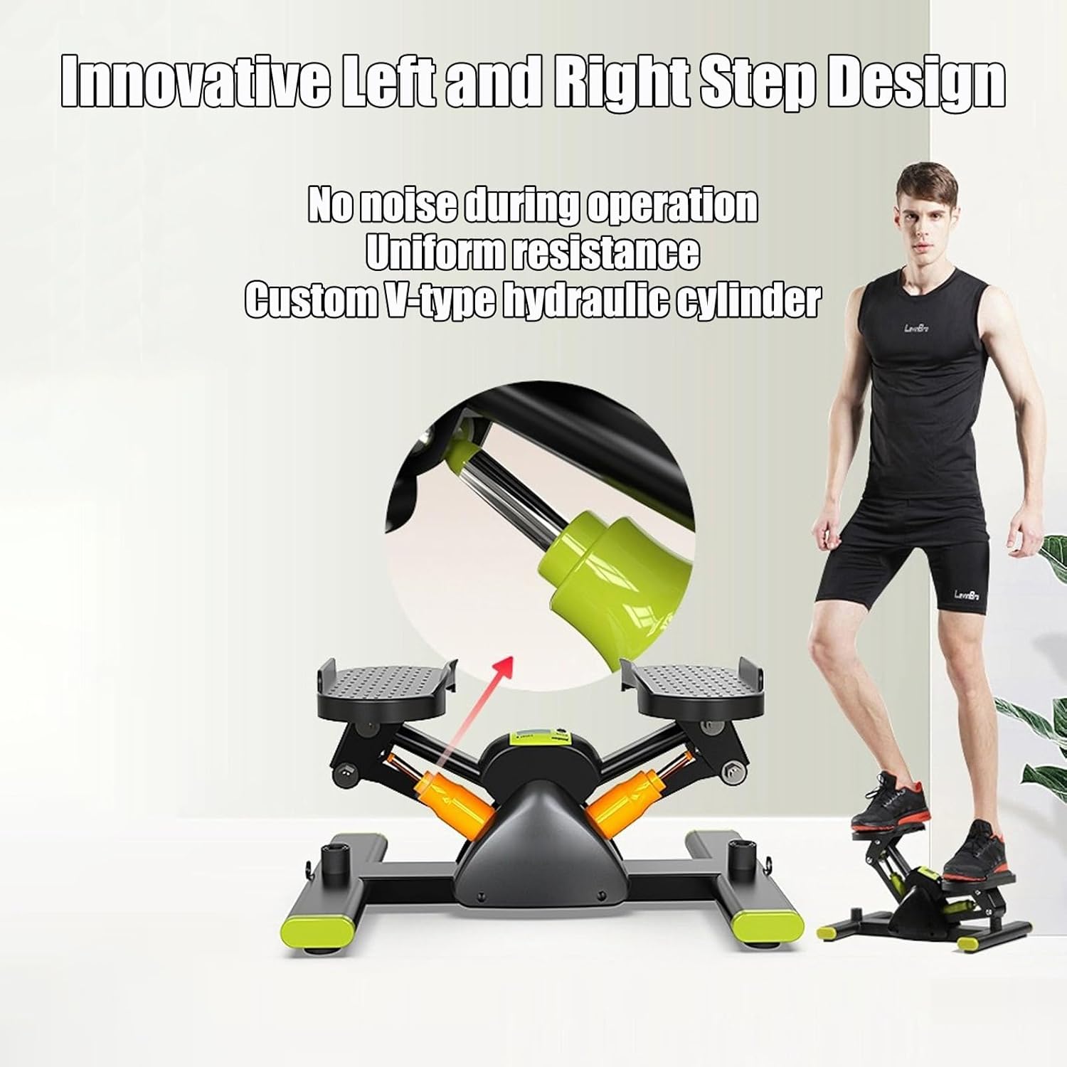 Stepper Exercise Machine, Movement 38° Angle, with LCD Monitor, V-Shaped Sport Climbing Machine, Mini Stepper with Pull Rope for Exercise at Home
