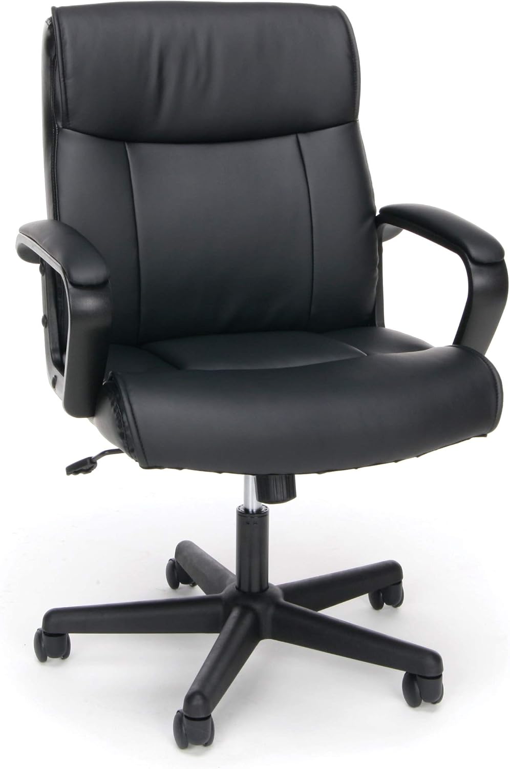 OFM ESS Collection Bonded Leather Executive Chair with Arms, Black